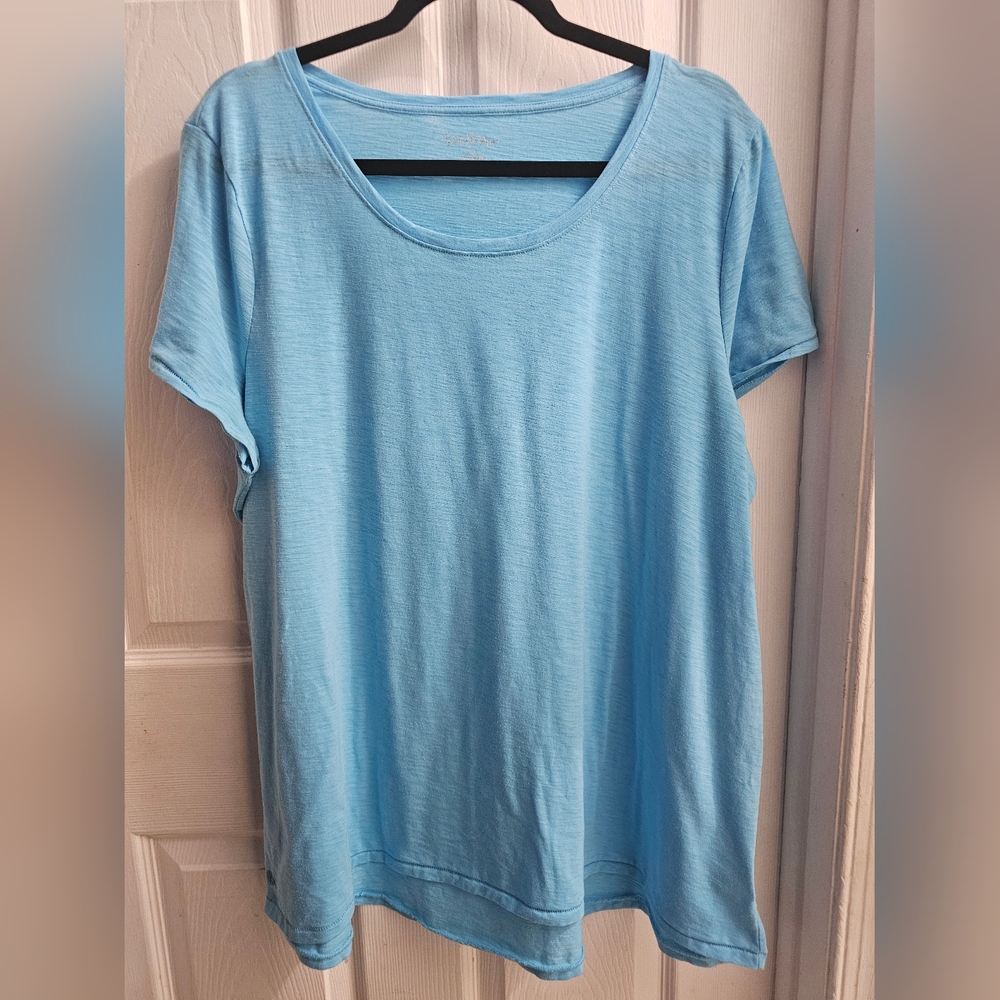 Stained Lilly Pulitzer Scoop Neck Short Sleeve T-Shirt Bermuda Blue XXL